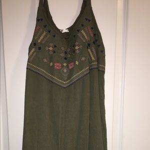Green boho fringe dress